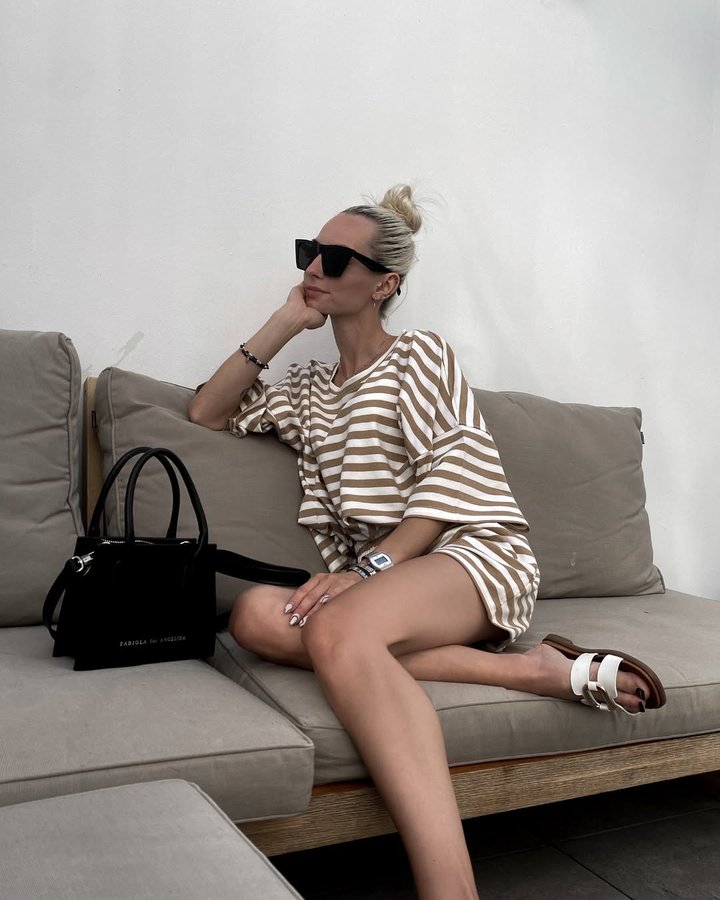 Instagram post by @tursonka for ClothStore. Caption reads: Summer outfit 🤍🤎

Komplet: @clothstorepl -22%....