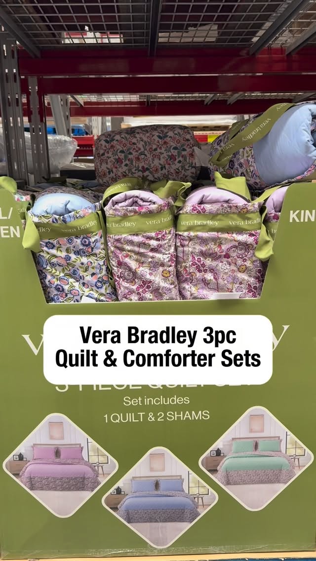 Instagram post by @samsclubmembers for Vera Bradley. Caption reads: Comment “ME” for link! Vera Bradley comforter and....