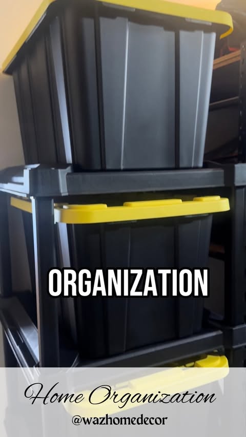 Instagram post by @wazhomedecor for Sterilite. Caption reads: [...] to take organization to th next level!....