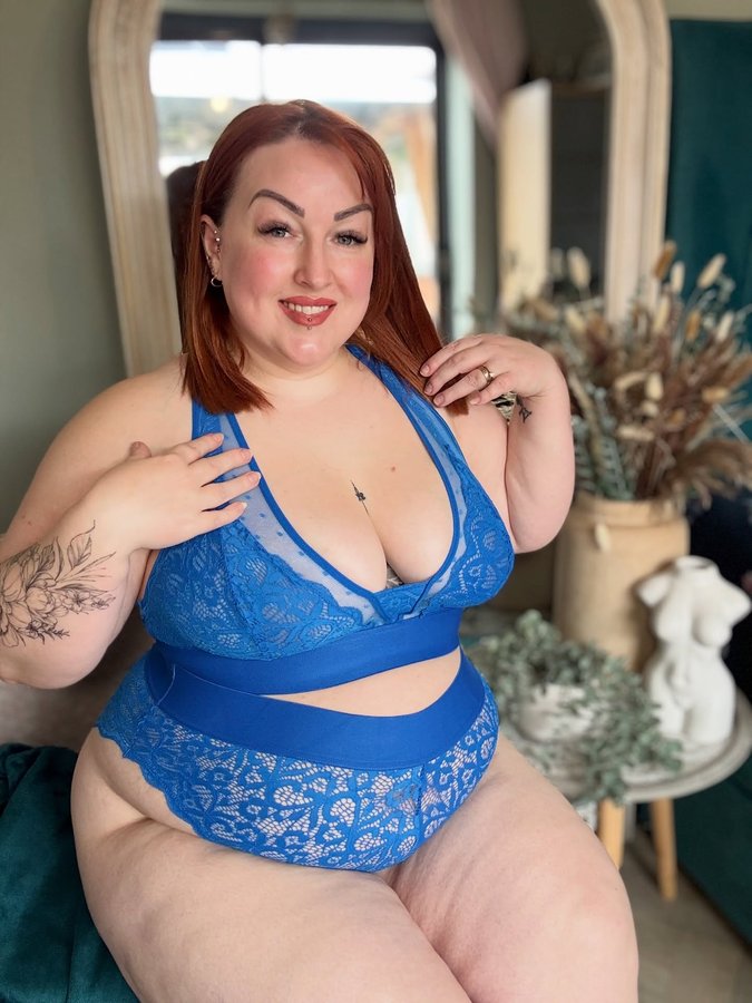 Instagram post by @curvy_crazy_cute for Tutti Rouge. Caption reads: New release! 
Hallie in Dazzling Blue from....