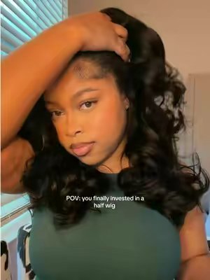TikTok post by @iamvaehelizabeth for Tinashe Hair. Caption reads: @tinashehair 😍😍 #halfwig #tinashehair....