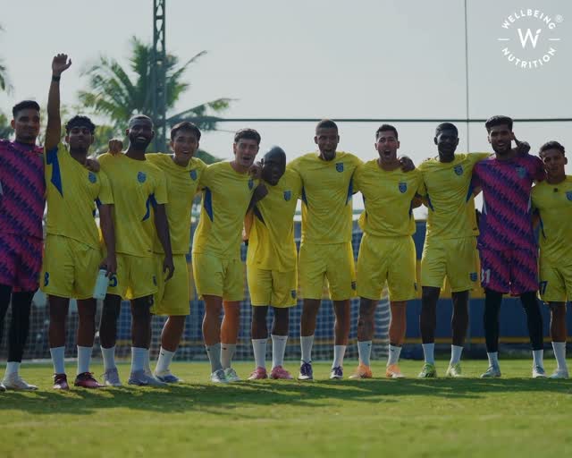 Instagram post by @keralablasters for Wellbeing Nutrition. Caption reads: [...] Nutrition Partner of KBFC, Wellbeing....