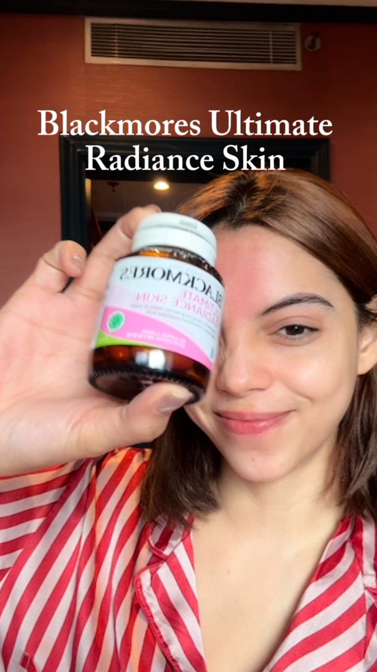 Instagram post by @mufidaalbatati_ for Blackmores. Caption reads: I glow up like this, not just from what’s outside,....