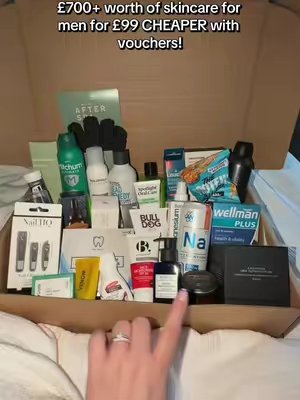 TikTok post by @harrietamybroadley for Latest in Beauty. Caption reads: [...] The Men's Grooming Kit Bundle from @Latest....