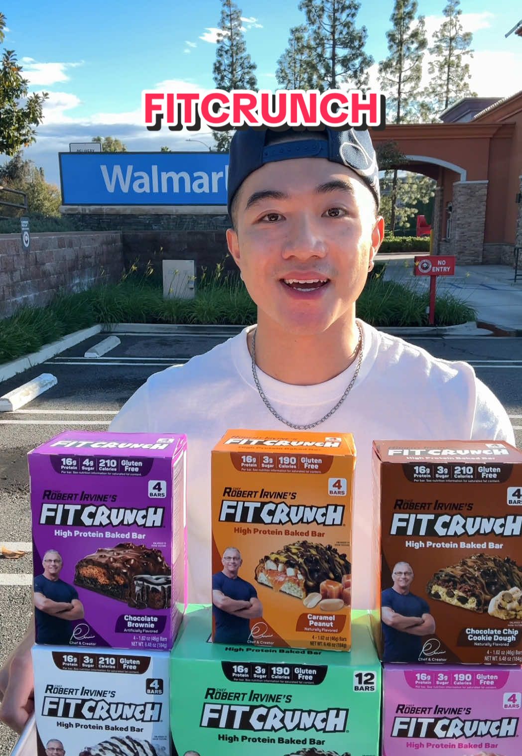 TikTok post by @dlameats for FITCRUNCH. Caption reads: [...] with the tastiest protein bars @FITCRUNCH!....