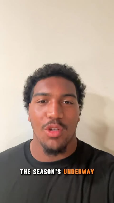 Instagram post by @goatfarmmedia for Dollar Shave Club. Caption reads: Texas OL Brandon Baker answers some questions with....