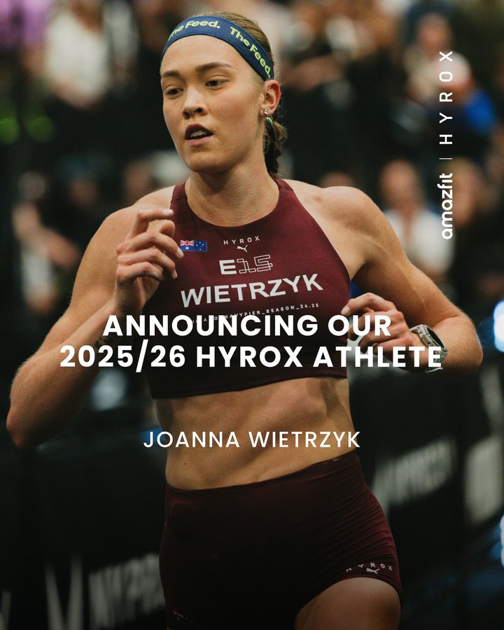 Instagram post by @joannawietrzyk for Amazfit. Caption reads: Australia’s rising star is ready to rise even....