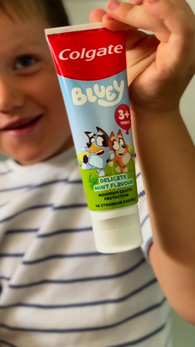 Instagram post by an influencer for Bluey. Caption reads: ad Colgate x Bluey 🪥 Make brushing fun with Bluey....