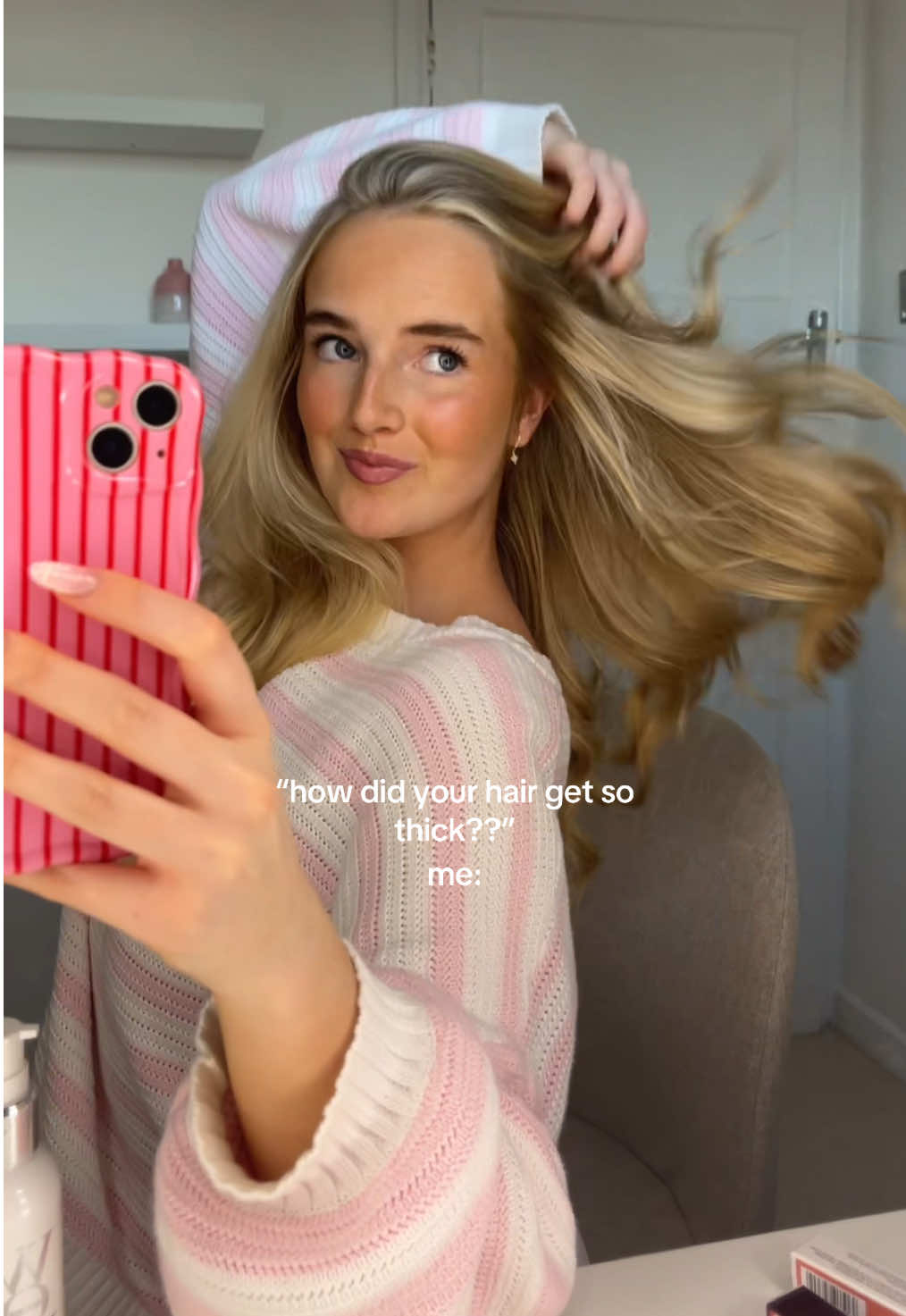 TikTok post by @lucyscarlett_ for Color Wow Hair. Caption reads: obsessed #fyp #foryou #girly #haircare #blonde....