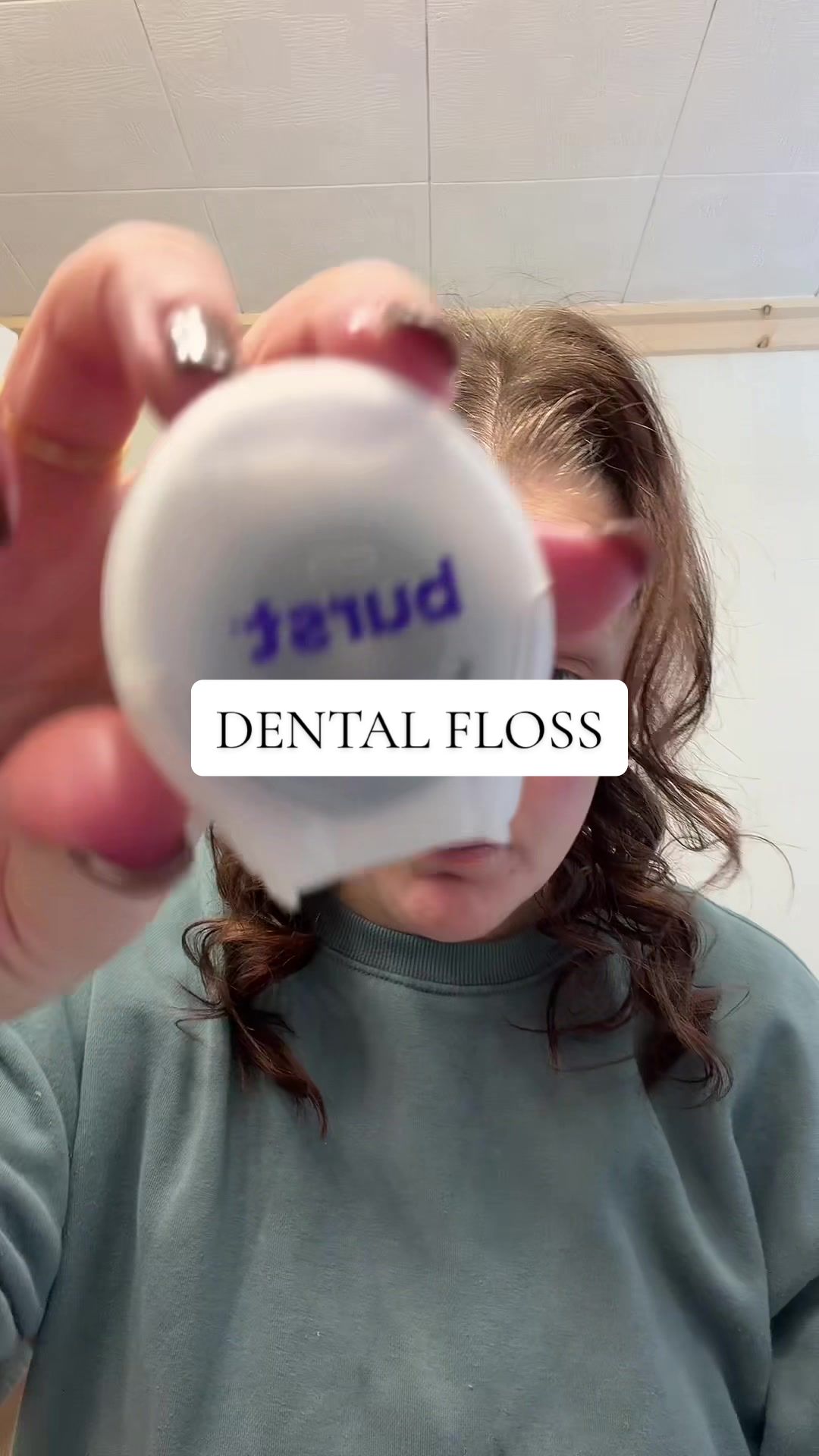 TikTok post by @cassieeannn for Burst Oral Care. Caption reads: [...] #dentalfloss #burstdentalfloss @BURST Oral....