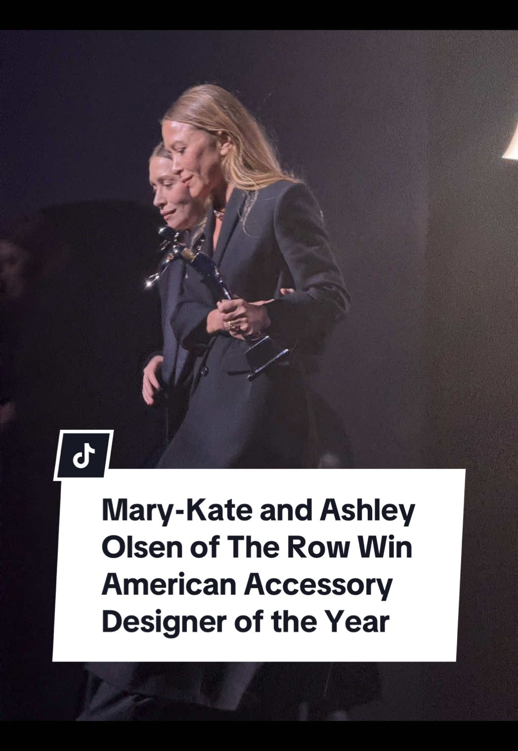 TikTok post by @harpersbazaar for The Row. Caption reads: And the American Accessory Designer of the Year....