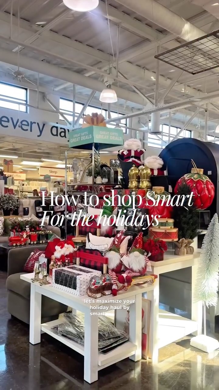 Instagram post by @stylewithsanaz for HomeSense. Caption reads: How to actually maximize your holiday shopping....