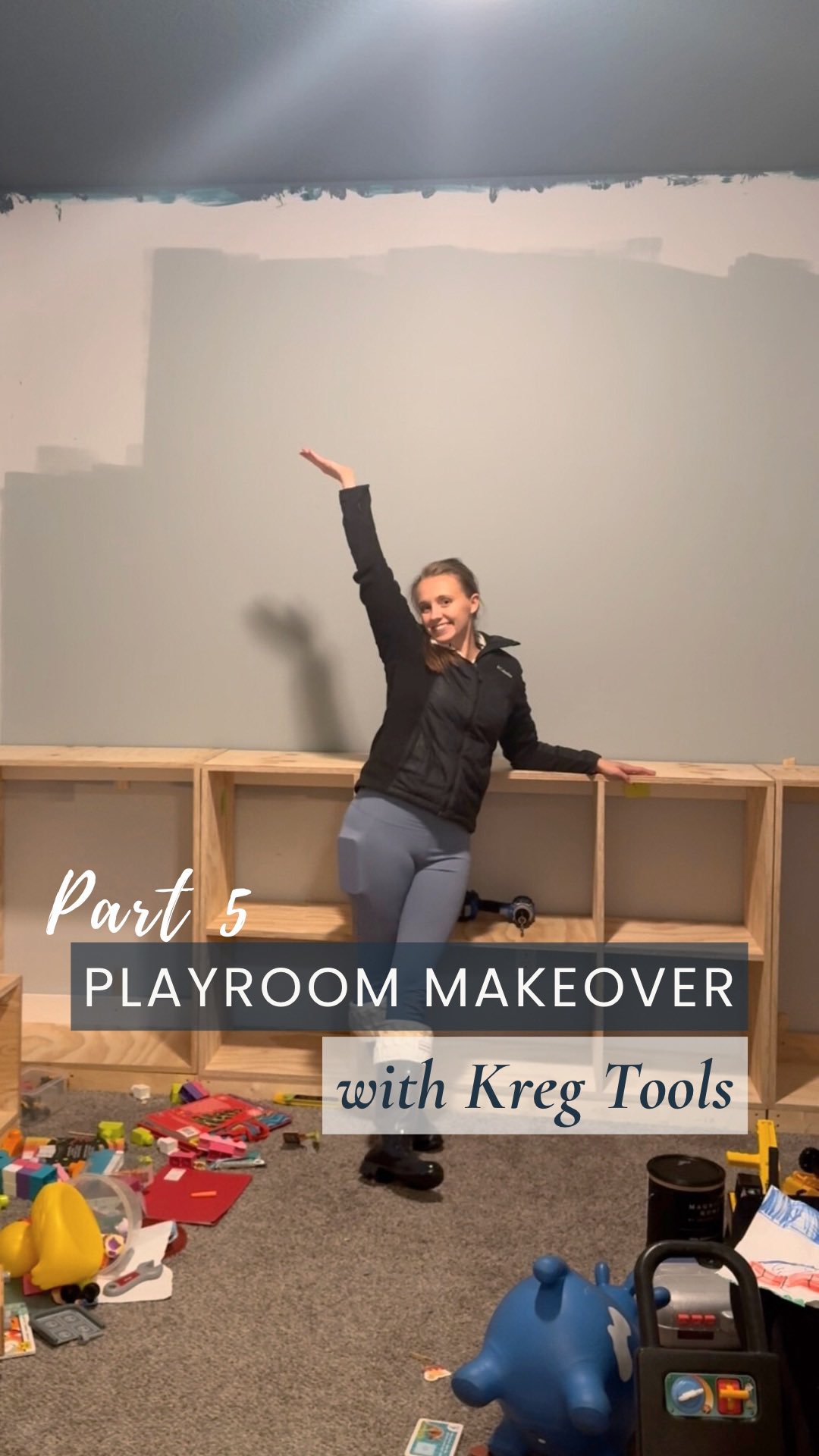 Instagram post by @livinglarsonhome for Kreg Tool. Caption reads: Seven years ago, I used my first pocket hole jig....