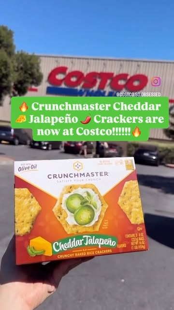 Instagram post by @costco.so.obsessed for Crunchmaster Crackers. Caption reads: [...] Bay Area Costco while you can!....