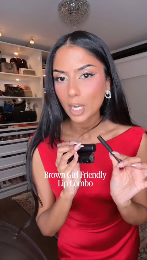 Instagram post by @wing.it.beauty for NARSCosmetics. Caption reads: 💄BROWN GIRL FRIENDLY LIP COMBO💄
💭This muted....