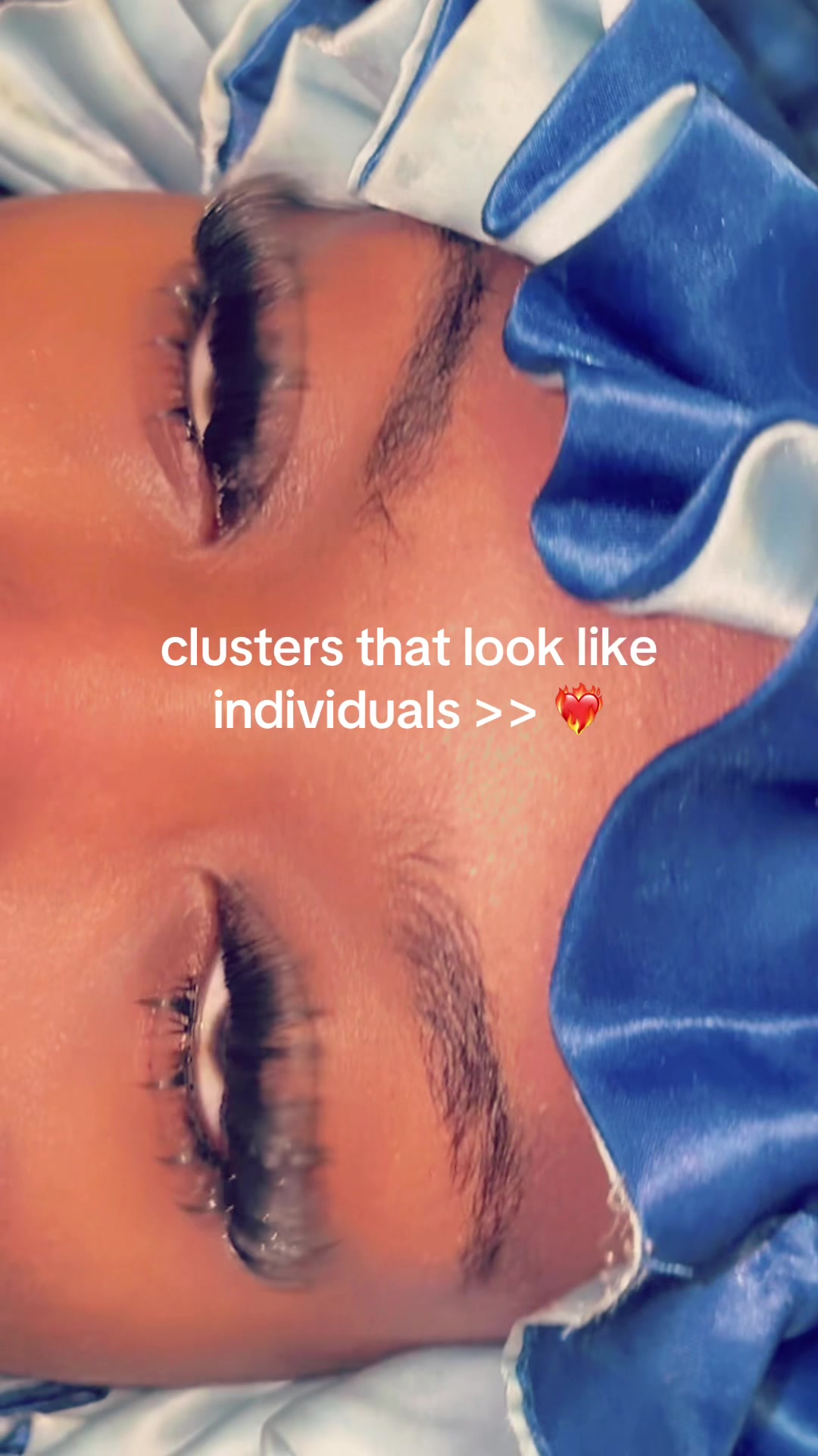 TikTok post by @miangeljazel for OkayLove Lashes. Caption reads: @OKAYLOVE-Vivian #fyp #ClusterLashes....