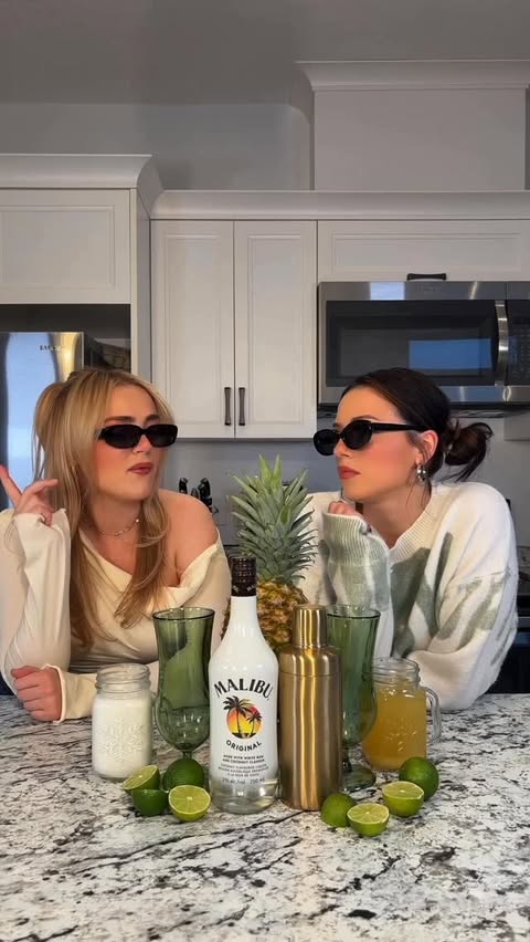 Instagram post by @moandmarofficial for Malibu Drinks. Caption reads: [...] said piña coladas with @malibu_rum....