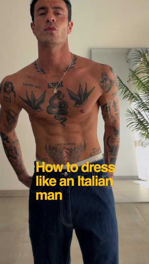 Instagram post by @gaetanoarena for Peroni Nastro Azzurro. Caption reads: [...] - Dress like an Italian man with....