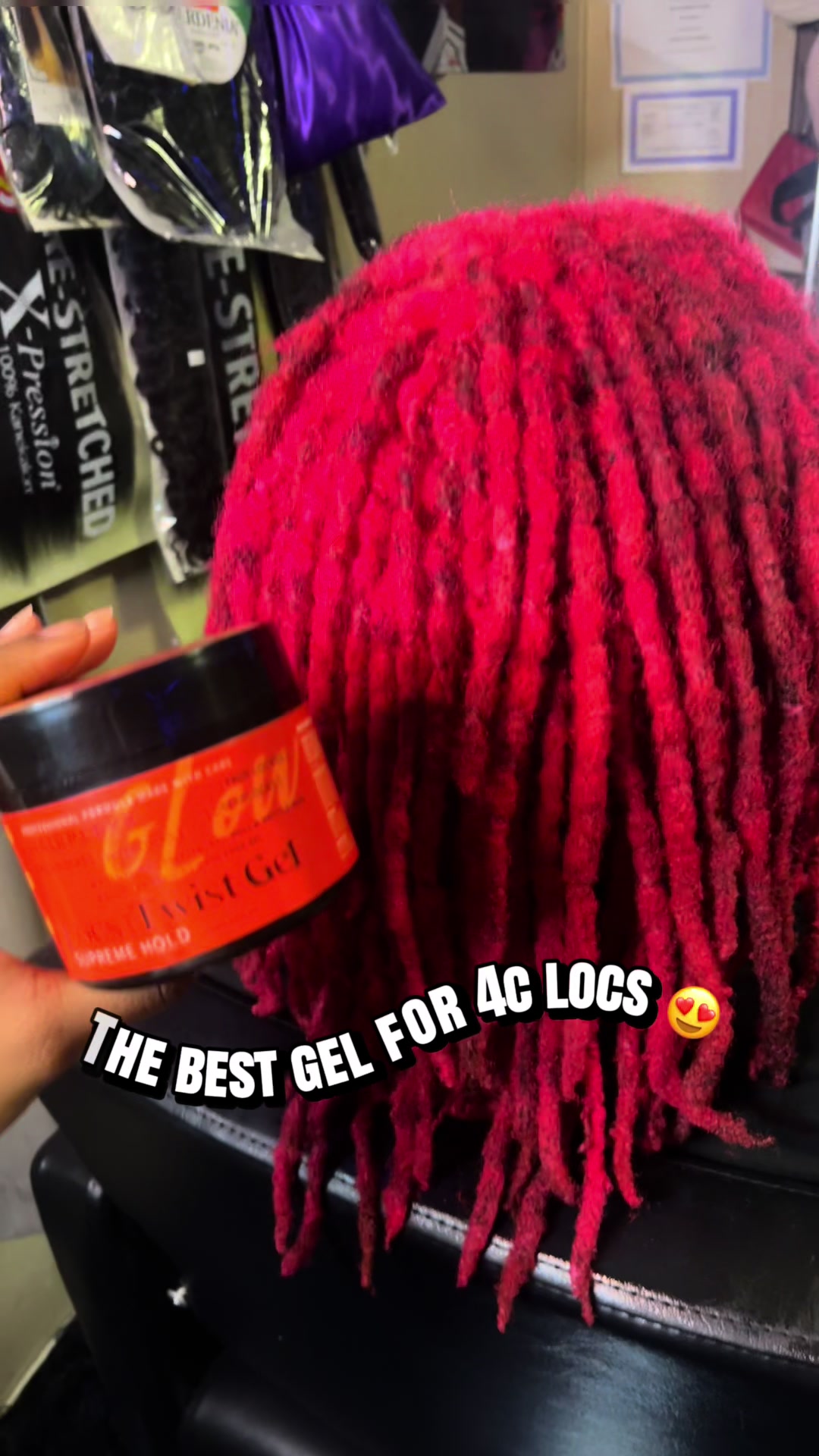 TikTok post by @heloves.asia for Hairplexx Beauty. Caption reads: [...] gel ever 🔥😍 Loc retwist using @Hairplexx....