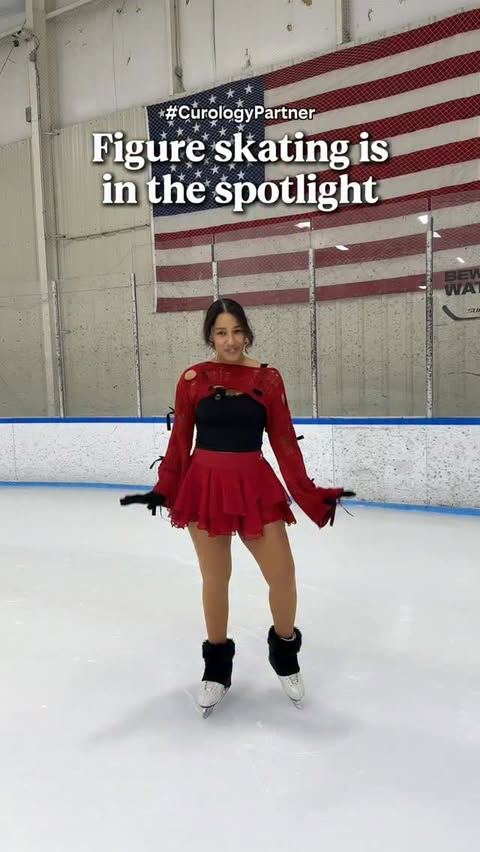 Instagram post by @sophia.lazuli for Curology. Caption reads: #CurologyPartner Cold rinks & long figure skating....