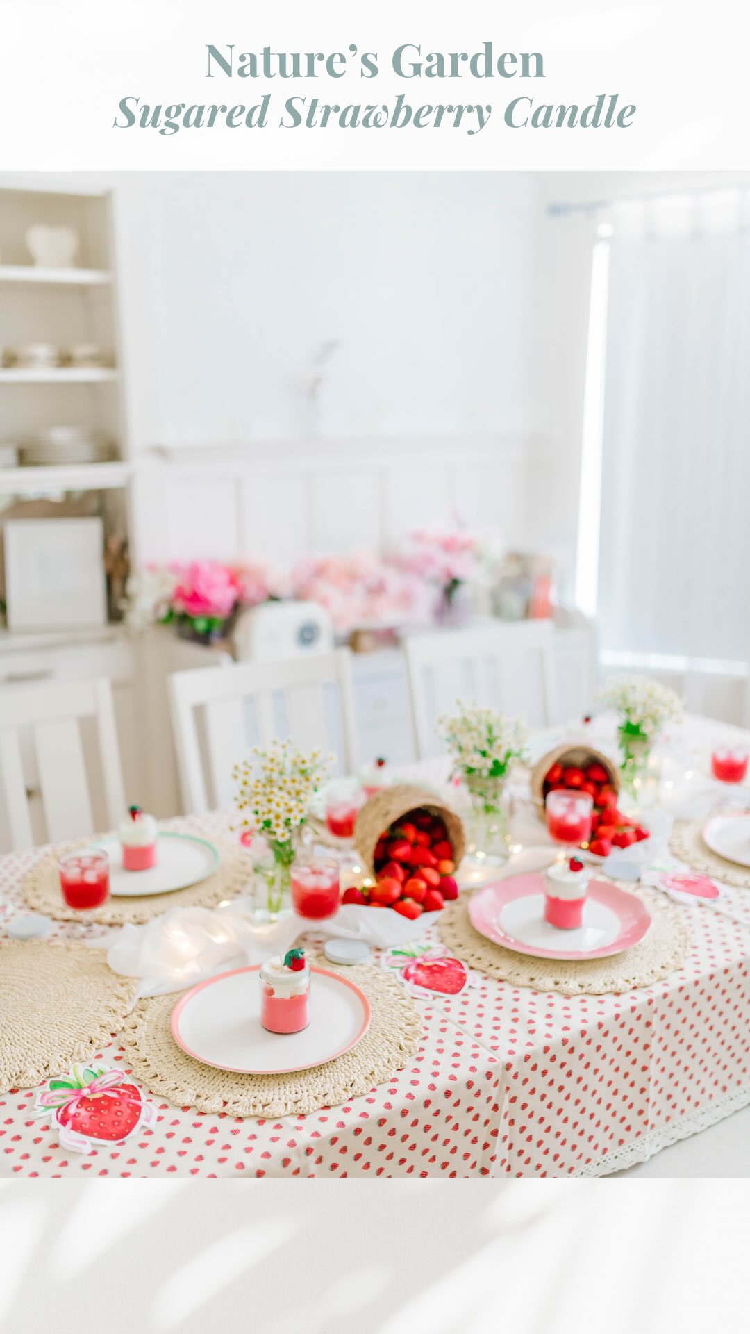 Instagram post by @celeste_wright for Natures Garden. Caption reads: [...] Sugared Strawberry candles from....