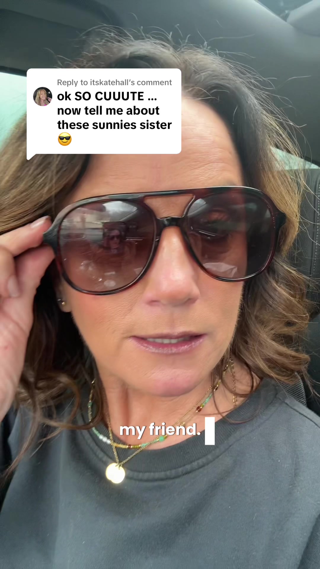 TikTok post by @jenjenfox for SOJOS. Caption reads: Replying to @itskatehall @sojosglasses SUPER cute....