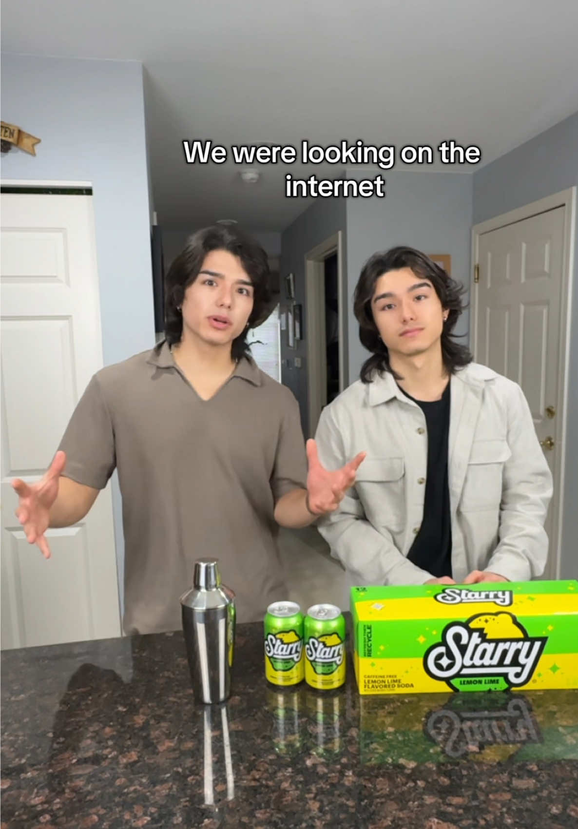 TikTok post by @cegielski_twins for Starry. Caption reads: Making mocktails with @Starry #STARRYpartner ✨.