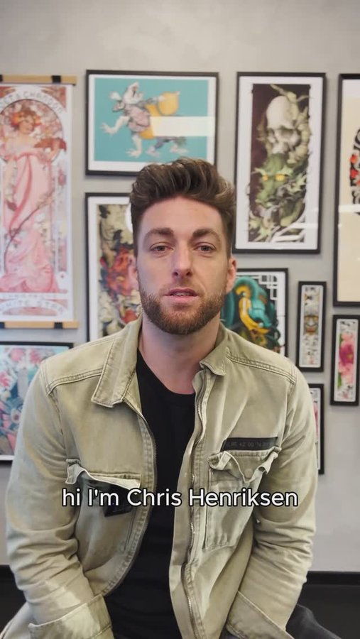Instagram post by @chrishenriksen for Tattoodo. Caption reads: We’re excited to have @chrishenriksen join....