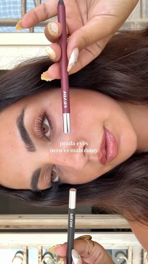 Instagram post by @stephanielbnn for Beauty Crew. Caption reads: PRADA EYES 🐈‍⬛ @pradabeauty @lorealistarfr....