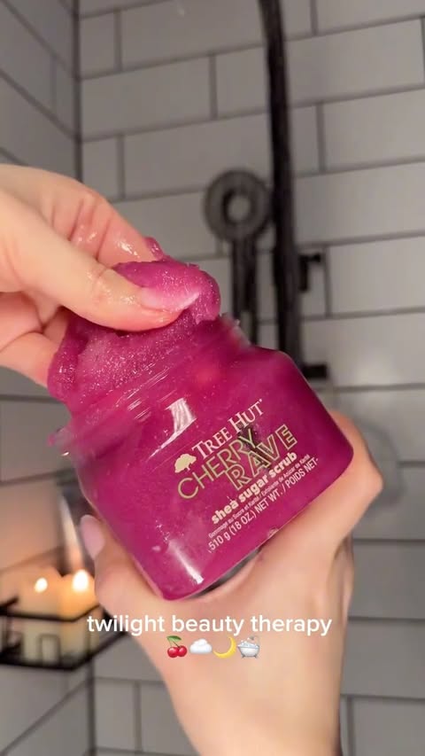Instagram post by @blueusual for Origins. Caption reads: [...] cherry rave shower gel & body scrub....