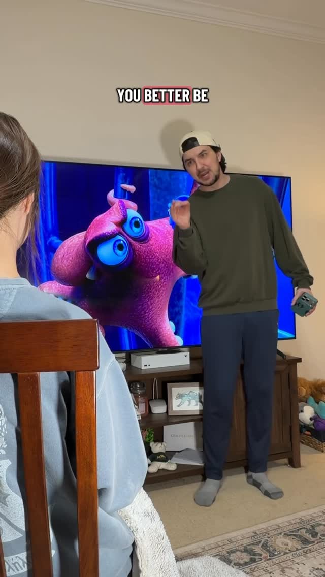 Instagram post by @bigscreenberkan for Pixar. Caption reads: SHE HAS TO UNDERSTAND PIXAR LORE #pixar #disney....