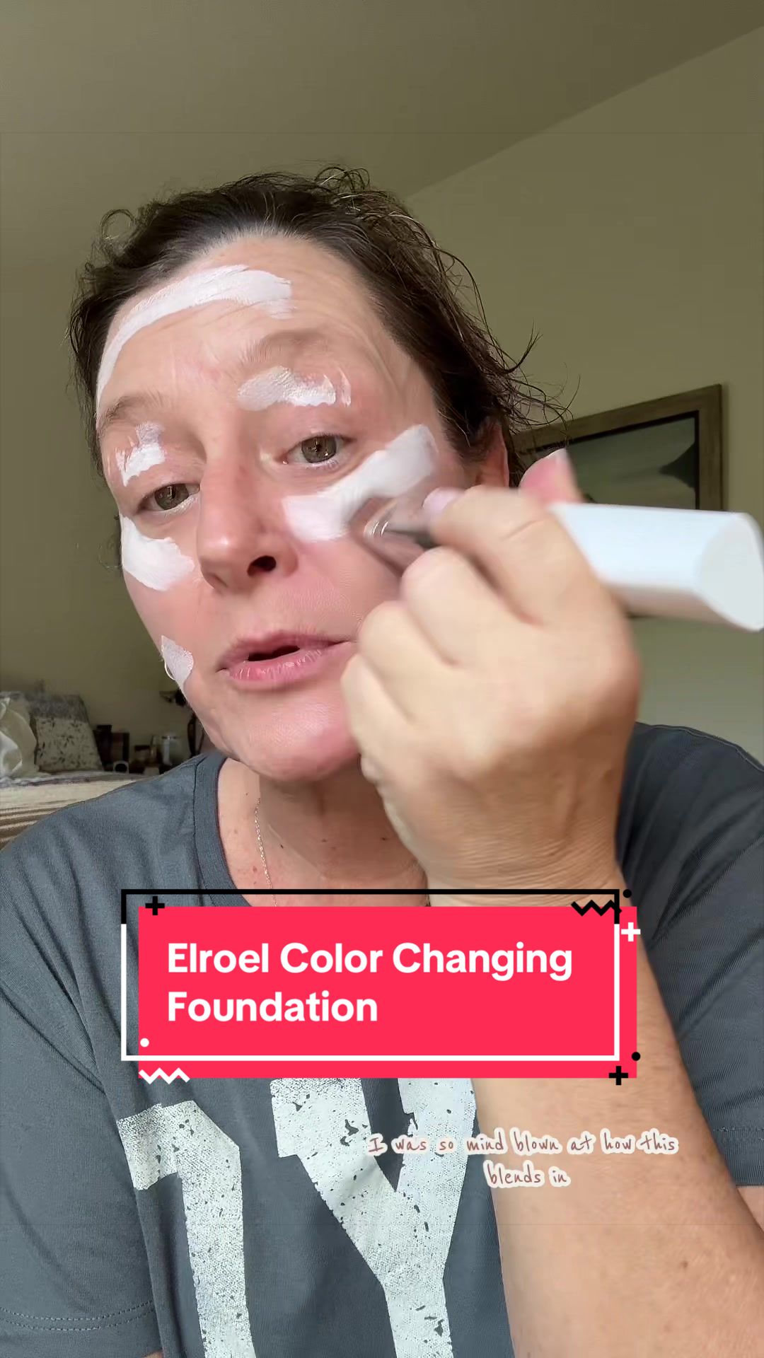 TikTok post by @tiffany_z143 for ELROEL. Caption reads: [...] #colorchangingfoundation #makeuphacks....