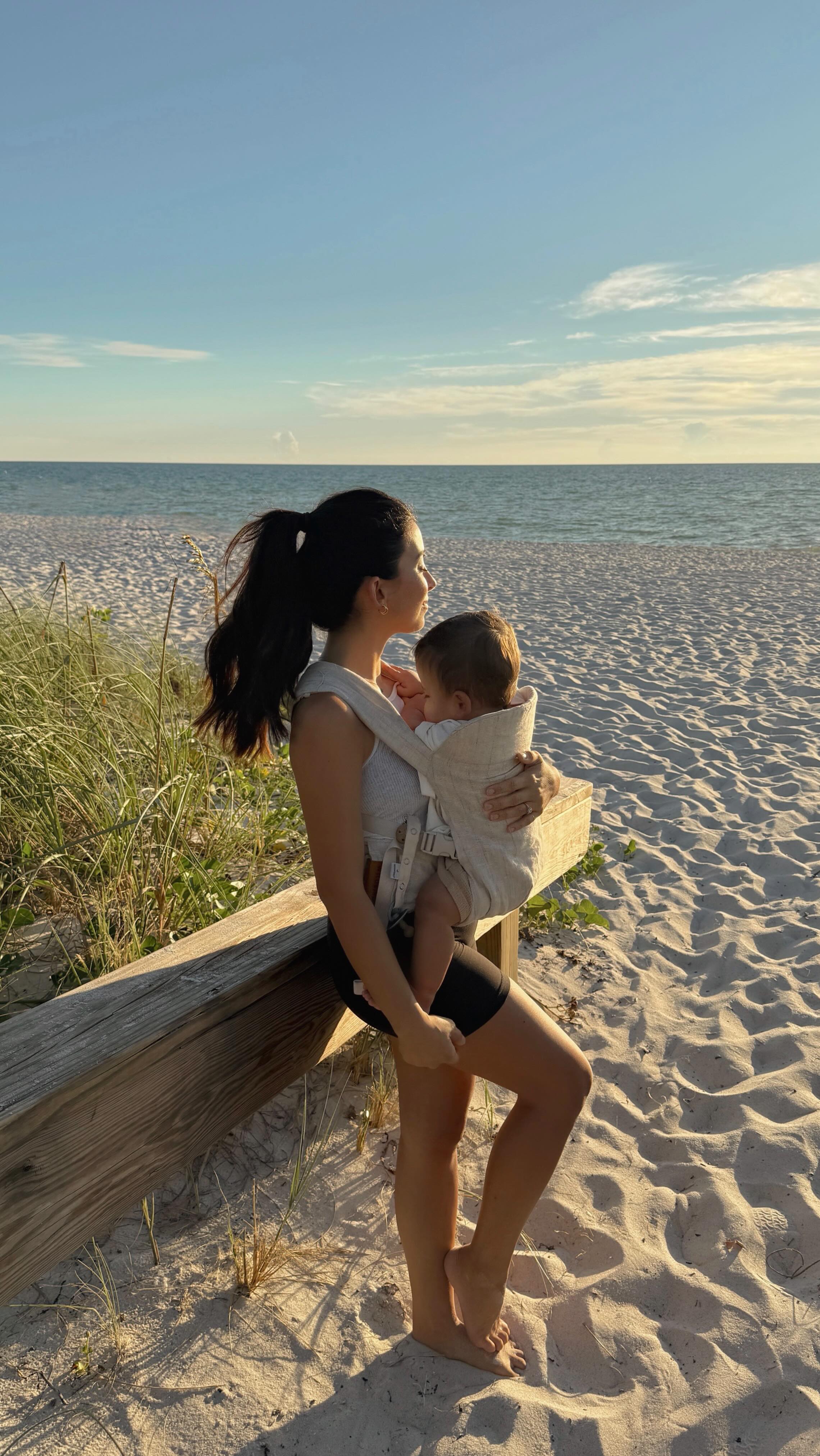 Instagram post by @belowthesamesun for Evenflo. Caption reads: #ad little man is growing SO fast & and it’s the....