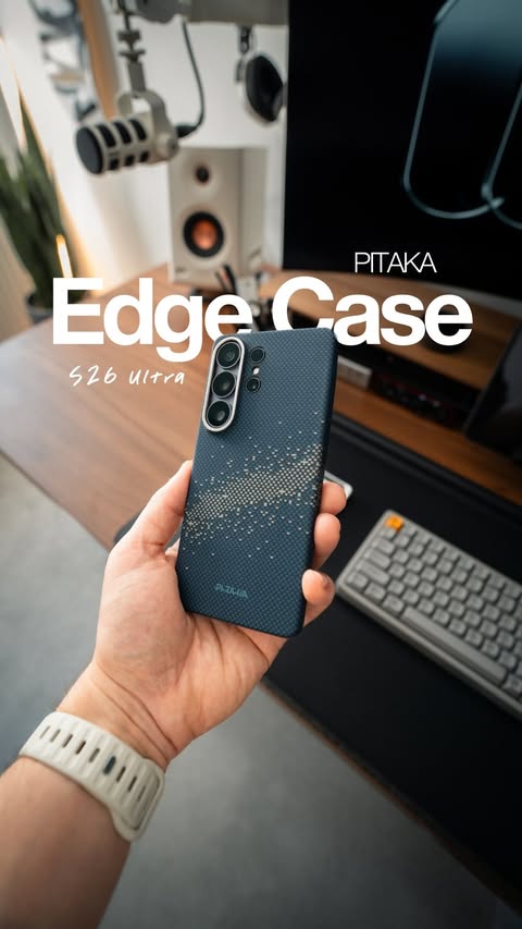 Instagram post by @asherintech for PITAKA. Caption reads: [...] ultimate case for my S26 Ultra 😮‍💨 The....