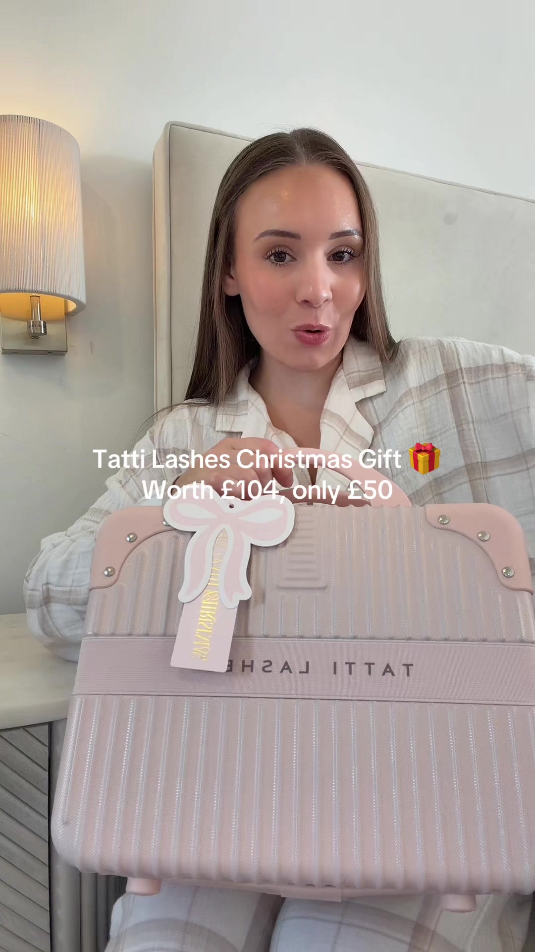 TikTok post by @sashamoorex for TATTI LASHES. Caption reads: NEW Tatti Lashes Christmas Vanity Edit is here &....