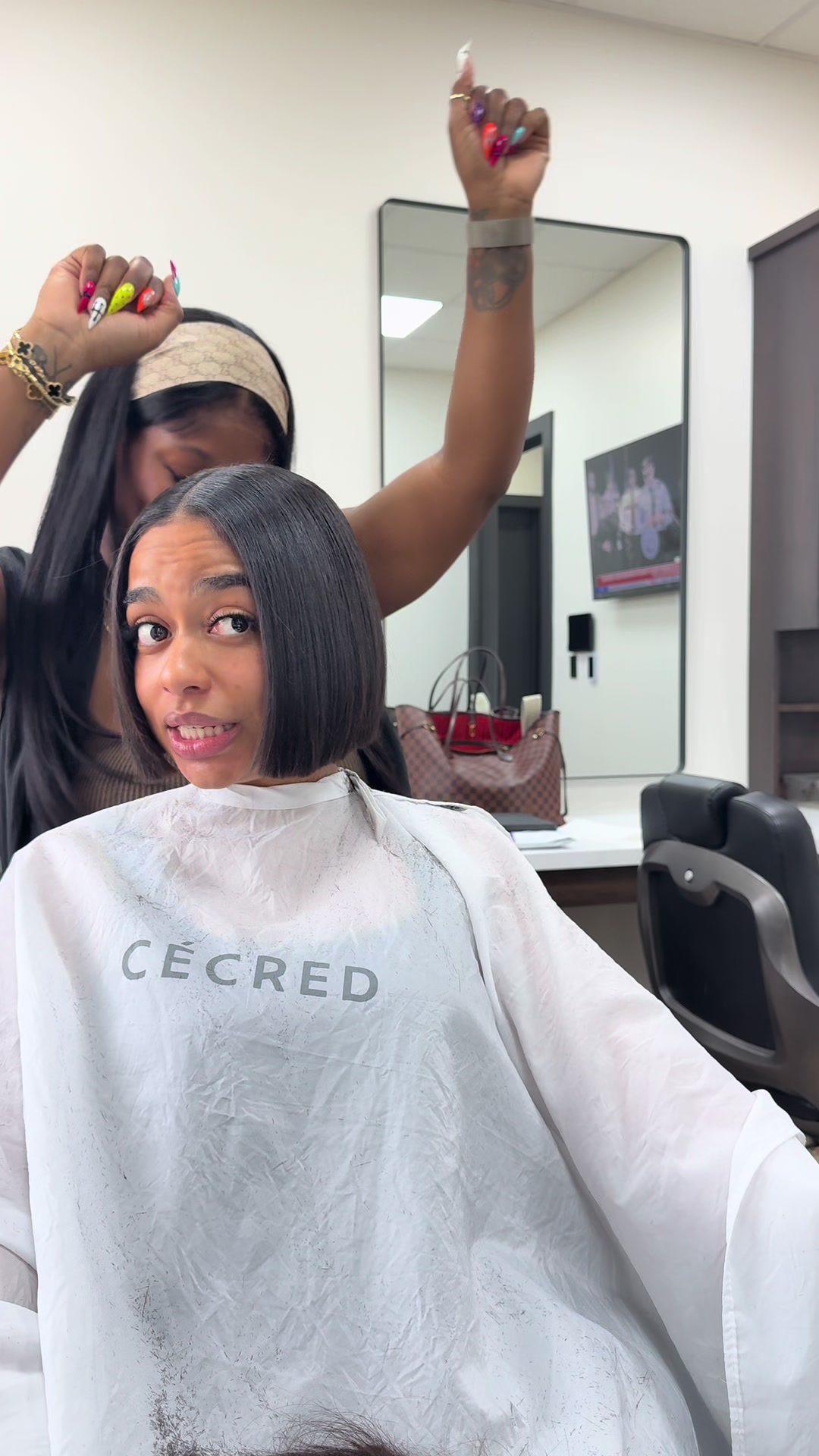 TikTok post by @theehairdoc for Cécred. Caption reads: [...] haircut & style using the @CÉCRED line for....