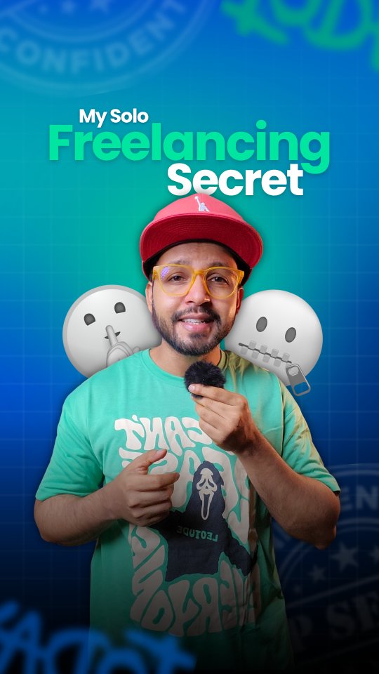 Instagram post by @designwithtoshi for Fiverr. Caption reads: 🤯🚀⚠️ My Solo Freelancing Secret.

✅This is how I....