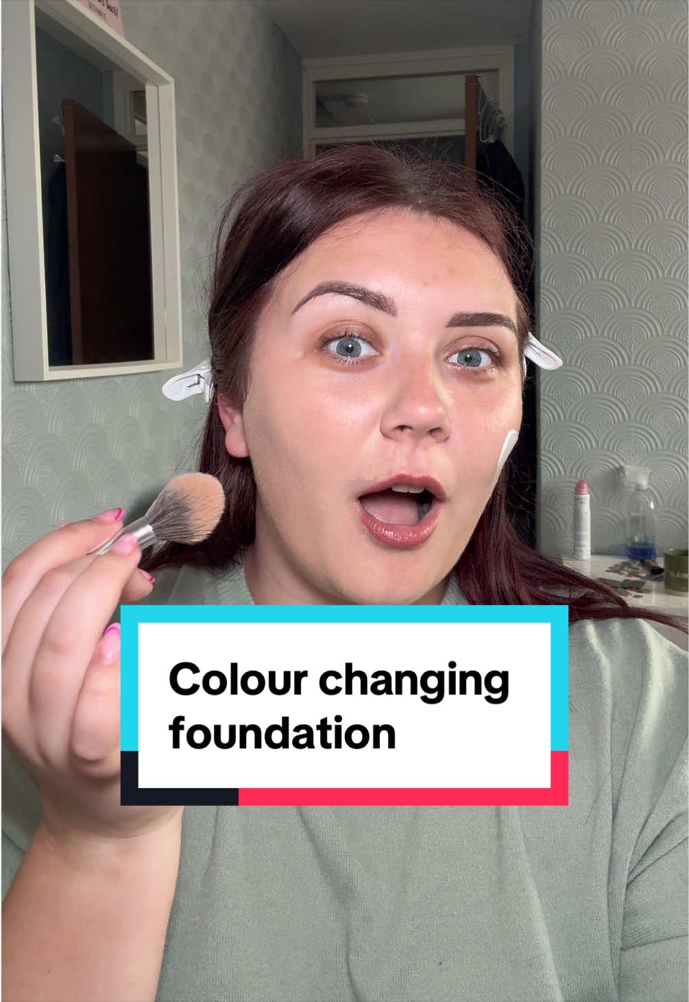 TikTok post by @leahs_shopfinds for Meroda Cosmetics. Caption reads: [...] colour changing foundation 🤍 @Meroda....