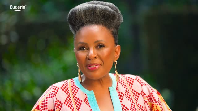Instagram post by @basetsanakumalo for Eucerin. Caption reads: [...] by decades of dermatological research.....