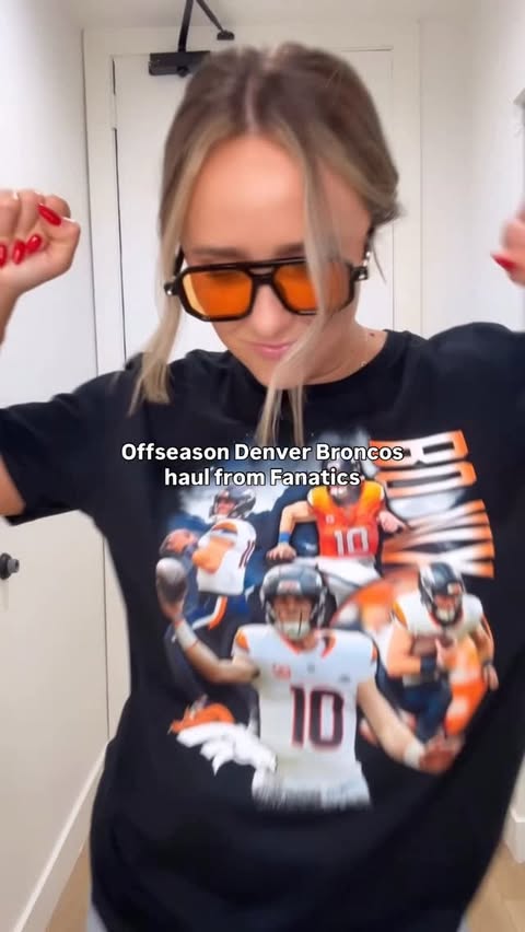 Instagram post by @broncosfordummies for Fanatics. Caption reads: [...] for next year - all items linked in my....