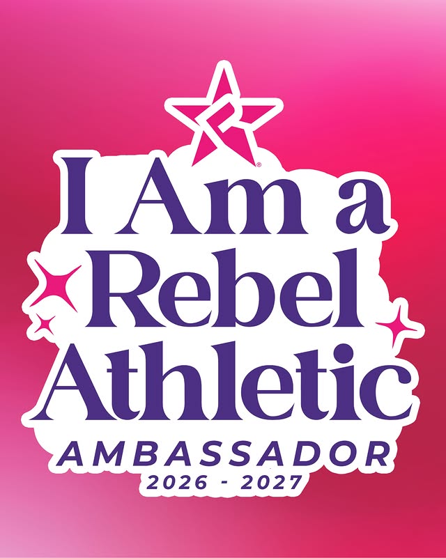 Instagram post by @maddie.k.cheer for Rebel Athletic Women. Caption reads: it’s always been Rebel! i am so grateful for....