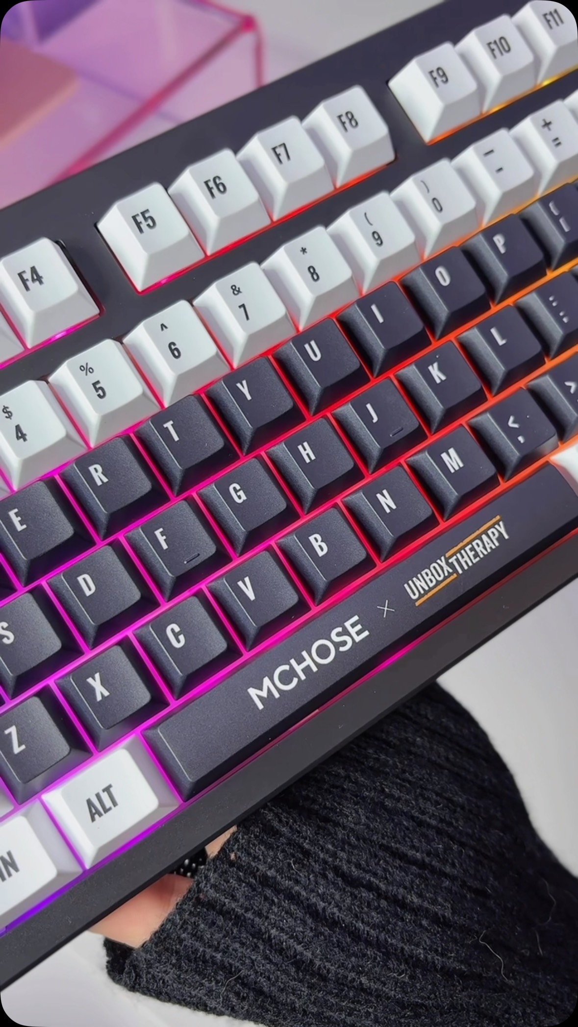 Instagram post by @daizedreams for Mchose. Caption reads: [AD] I GOT THE UNBOX THERAPY X MCHOSE MECHANICAL....