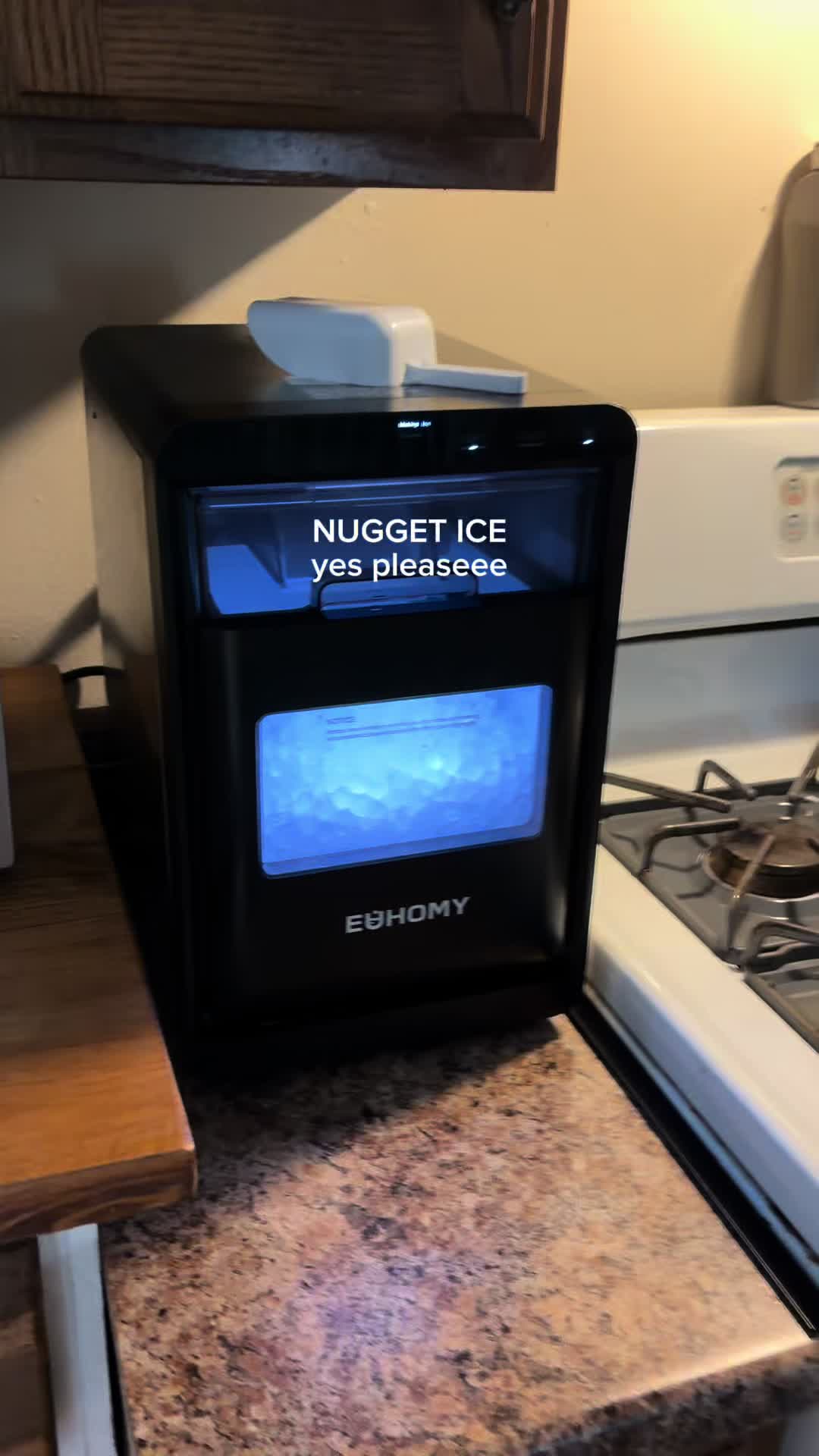 TikTok post by @taterchap for Euhomy US. Caption reads: Nugget ice or no ice 🙂‍↔️ @Euhomy_US #ice....