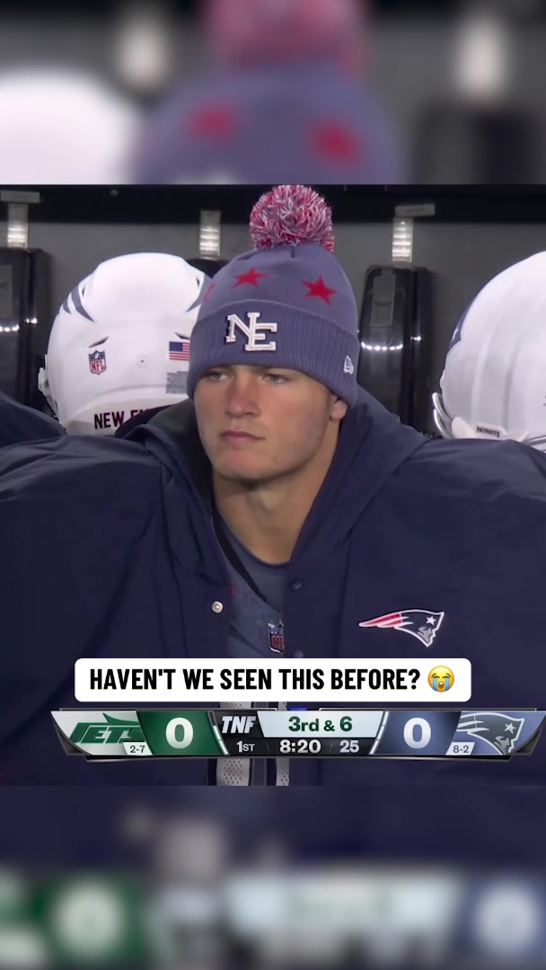 TikTok post by @nfl for New Era Cap. Caption reads: [...] weather 😂 #newenglandpatriots #nfl....