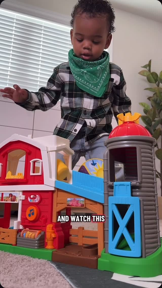 Instagram post by @officialmartinfam for Fisher-Price. Caption reads: #ad The Little People® Caring Fun Animal Farm is....