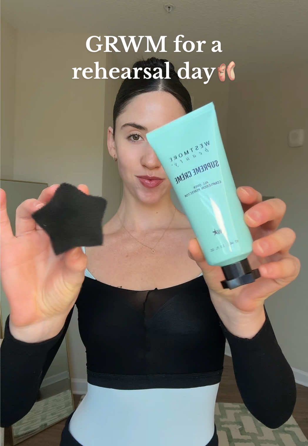 TikTok post by @brookewilson.1 for Westmore Beauty. Caption reads: Prepping a long-lasting rehearsal look with the....