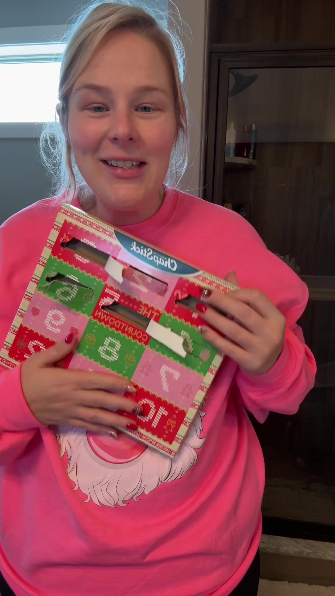 TikTok post by @cat.p89 for ChapStick. Caption reads: Wrapping up my @ChapStick.US advent calendar for....