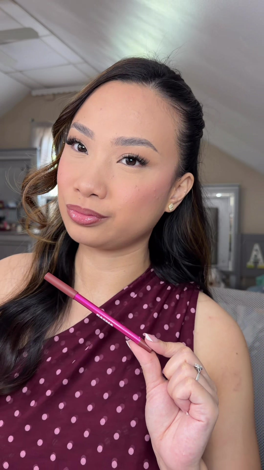 TikTok post by @anjane.xo for BASMA Beauty. Caption reads: @BASMA Beauty Lip Lock Liner in shade 02 👄 A....