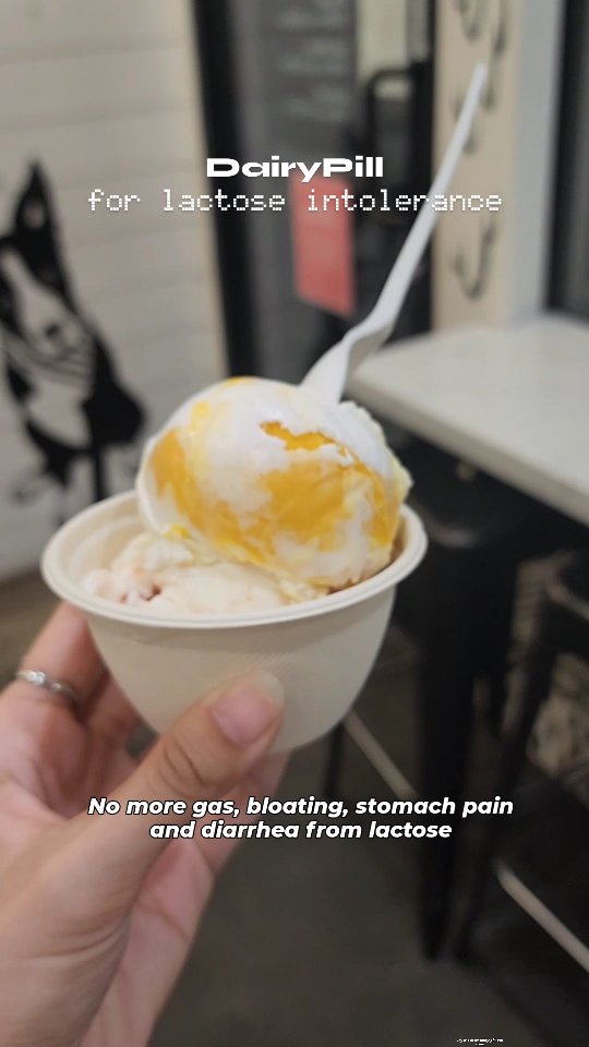 Instagram post by @sanfoodiego for Dairypill. Caption reads: [...] if you're lactose intolerant!!! #ad....