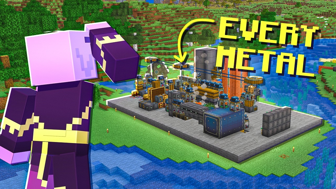 YouTube post by @BigJim713 for CurseForge. Caption reads: Automating This ONE Block Makes EVERY Ingot....